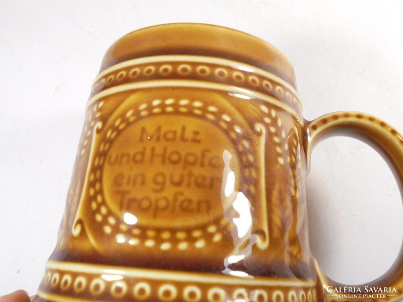 Retro old - East German GDR - glazed ceramic beer mug 0.5 Liter