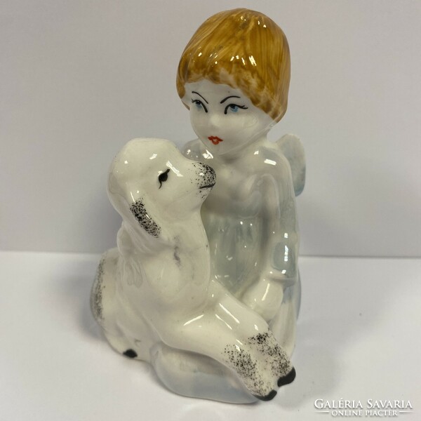 Porcelain angel girl with lamb