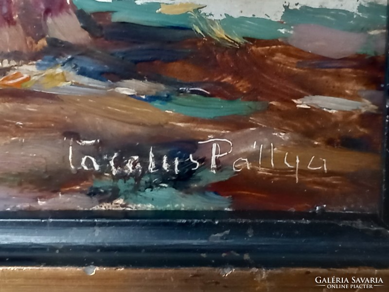 Pállya Carolus (1875-1949) Vásári jelenet c. olajfestménye Eredeti Garanciával !