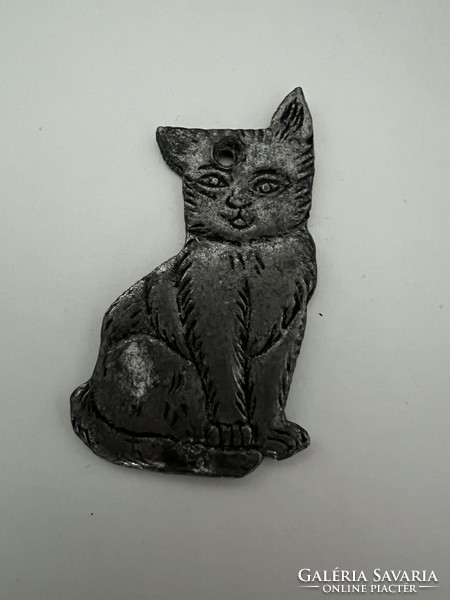 Fém kétoldalas cica medál macskás ékszer