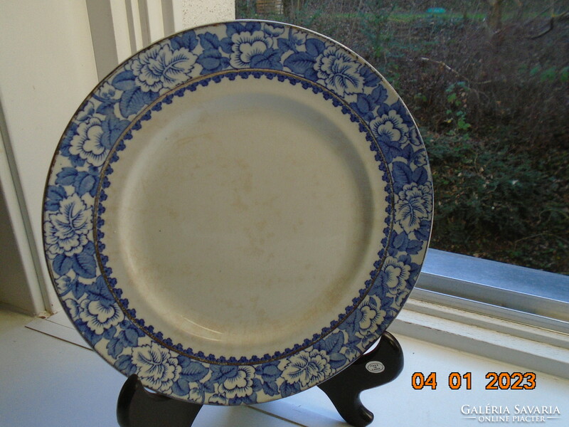 1907 Gater hall over house pottery burslem marked bowl with rosary blue floral pattern