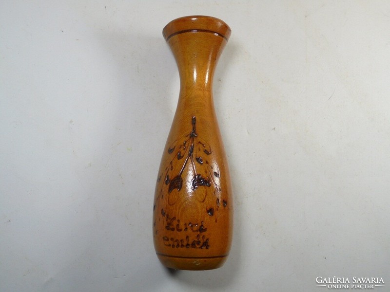 Old retro wooden woodcut burnt vase fiber vase - zirc zirci souvenir, tourist souvenir