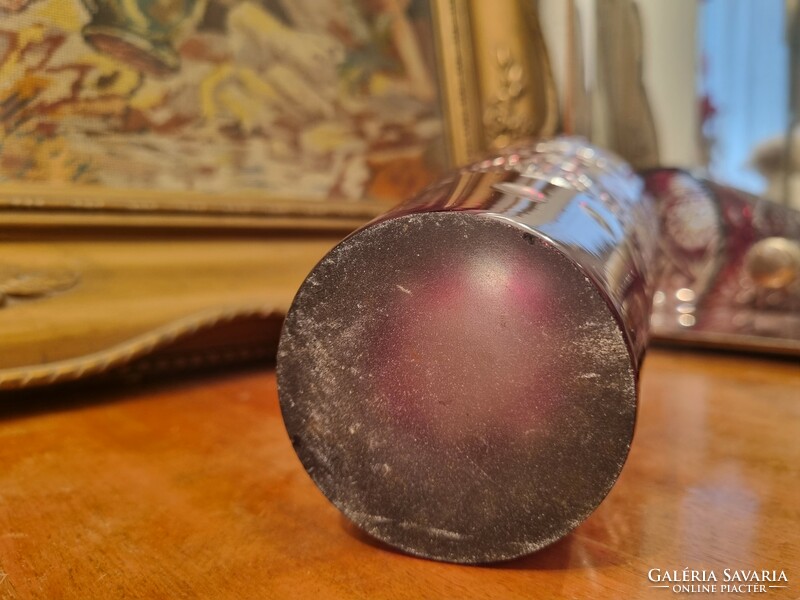 Rubinüveg váza csiszolt ólomüveg ólomkristály