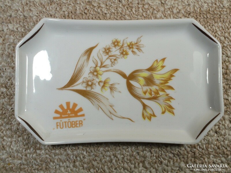 Retro old marked - hólloháza hungary 1831 heater advertisement - hólloháza porcelain small tray serving