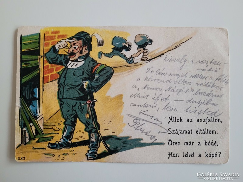 Old antique 1901 monarchy police gendarmerie caricature postcard pre-1905 standard