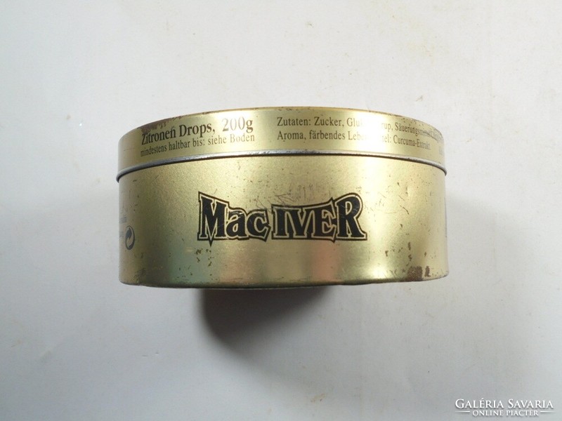 Retro - Mac Iver citromos drazsé - fém doboz fémdoboz tároló cukortartó - kb.1990-es évekből