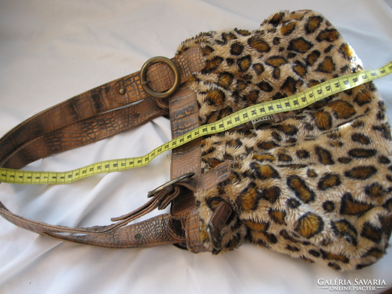 Panther, ocelot patterned faux fur bag, radish