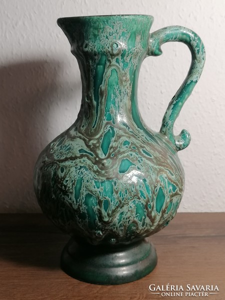 Vintage 1960-70s walter gerhards west german fat lava vase with handles, marked 70 28