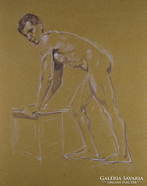 XX. No. First-half Hungarian painter: male nude study (?)