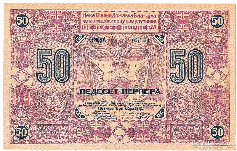 Montenegró 50 perpera 1912 REPLIKA UNC