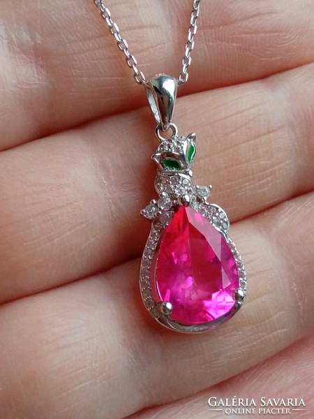 Pink topaz 925 silver pendant