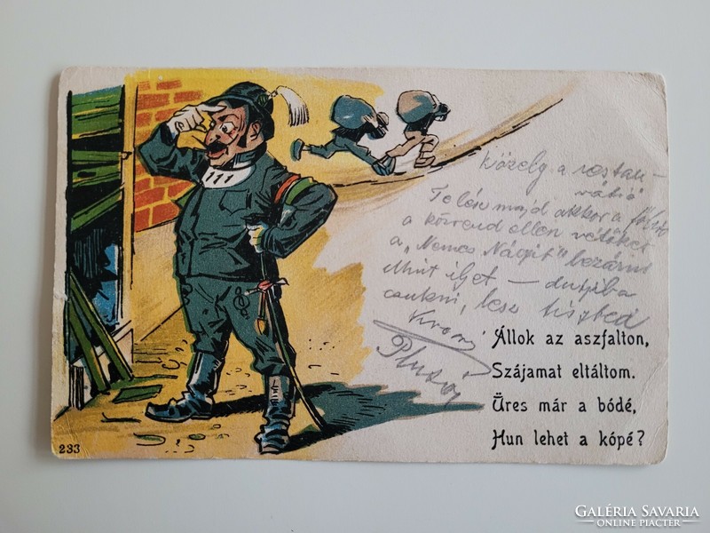 Old antique 1901 monarchy police gendarmerie caricature postcard pre-1905 standard