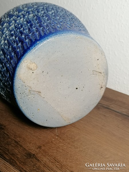 Huge marked West German blue ceramic vase, formabonto style, marked on the bottom.