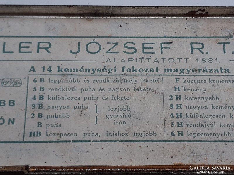 Régi fémdoboz Schuler József R.T. Budapest Turán írószer doboz