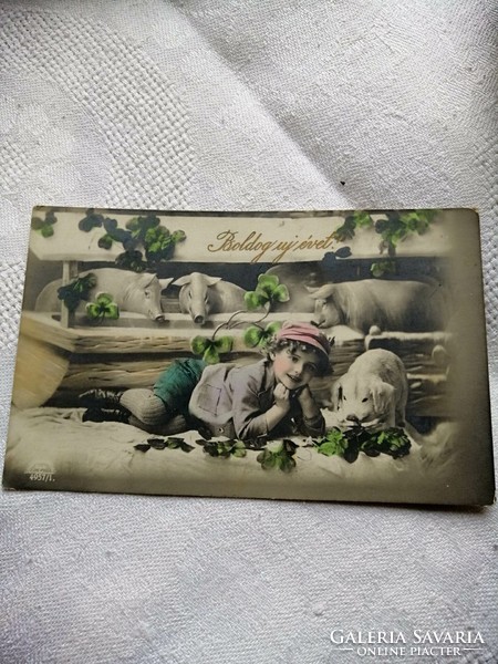 Antique postcard 1912 New Year greeting card