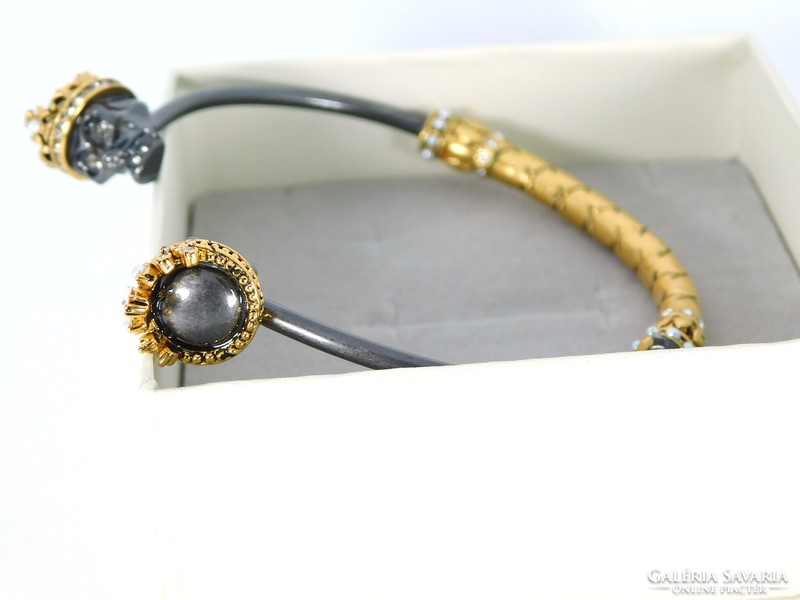 Crystal, skull, pearl antique bracelet