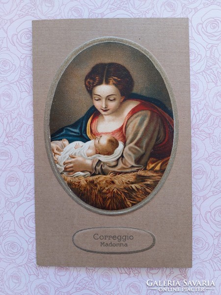 Régi képeslap Correggio Madonna levelezőlap