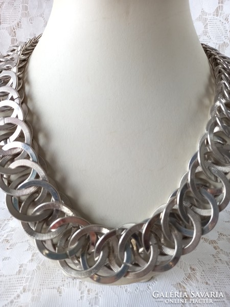 Thick, spectacular silver necklace