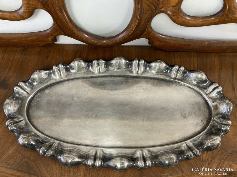 Silver blistered oval tray/ with dianas mark, 485g