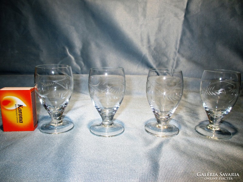 4 beautiful old stemmed glass glasses