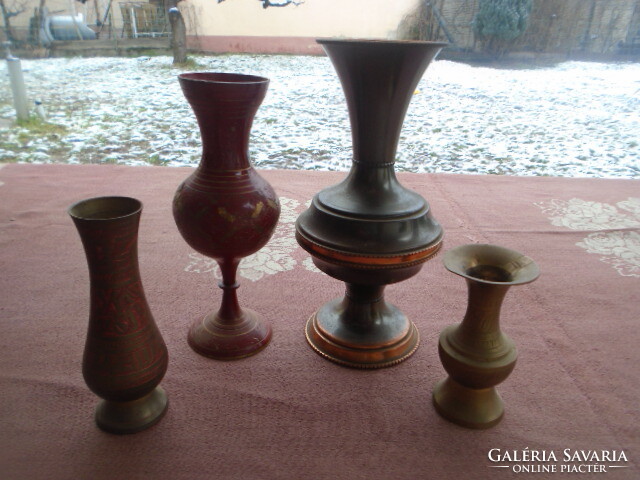 Collection of 4 handcrafted engraved vases