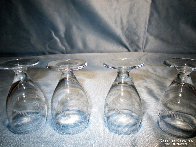 4 beautiful old stemmed glass glasses