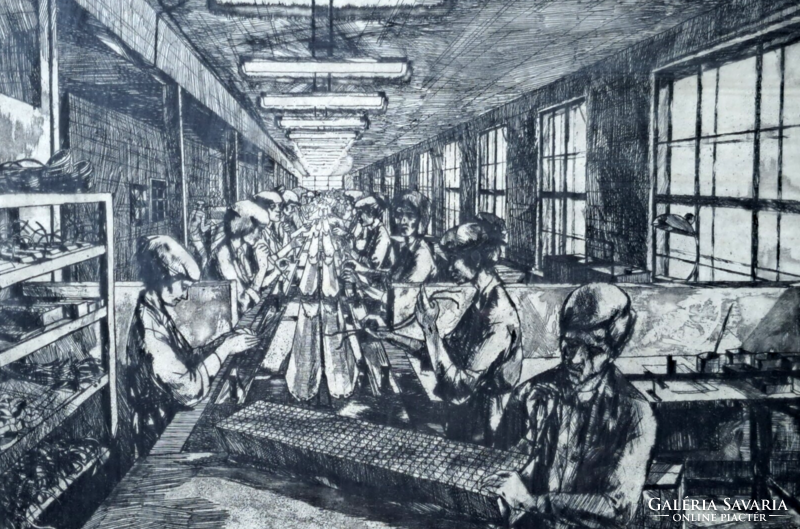 Production line, etching Jurida Károly? - Soreal etching
