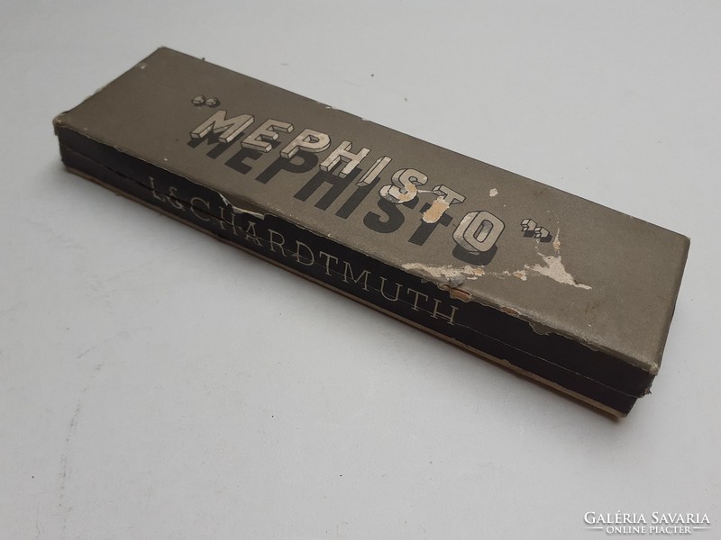 Retro Mephisto ceruzás doboz régi papírdoboz