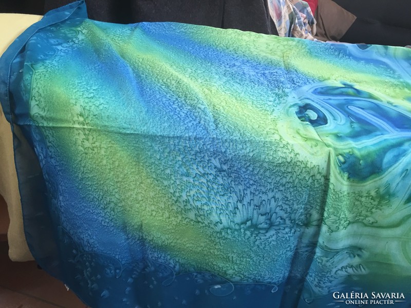 Türkiz zöld, türkiz kék csodás strandruha, nagy kendő