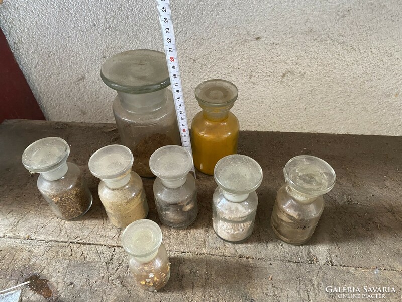 Many apothecary bottles