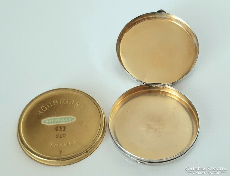 Houbigant French silver (830) powder, powder holder, powder compact