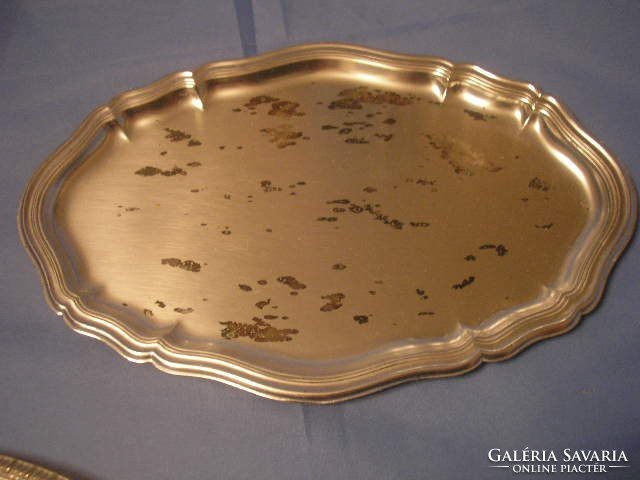 U5 antique silver-plated, chiselled trays are 23-24-25 cm long