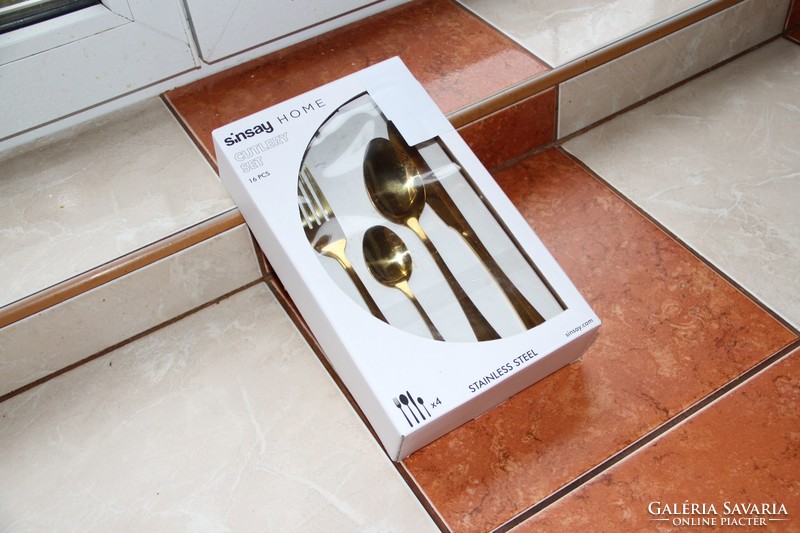 Sinsay bright gold color 16 pcs. Cutlery set in box