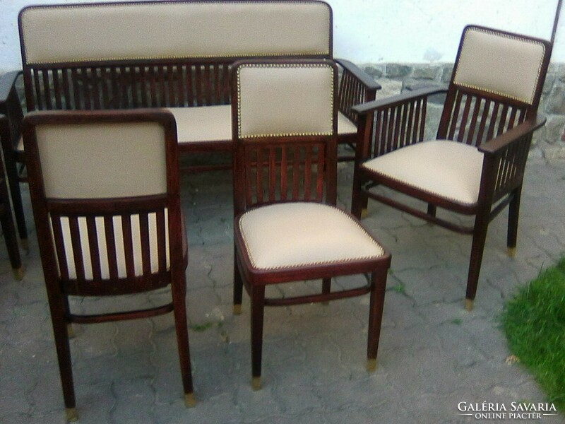 Extremely rare j&j kohn complete settee for 7 people - thonet competition from 1916