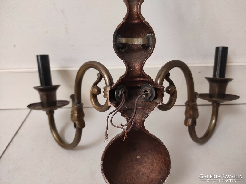 Antique wall arm copper 2 large two-arm Flemish + 4 new decorative candles and 4 new candle bulbs 759