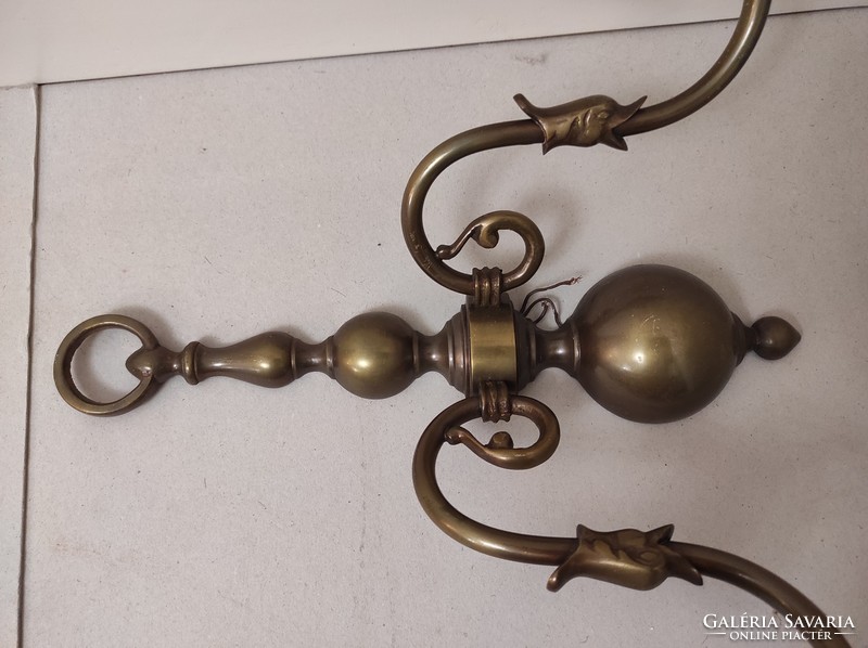 Antique wall arm copper 2 large two-arm Flemish + 4 new decorative candles and 4 new candle bulbs 759