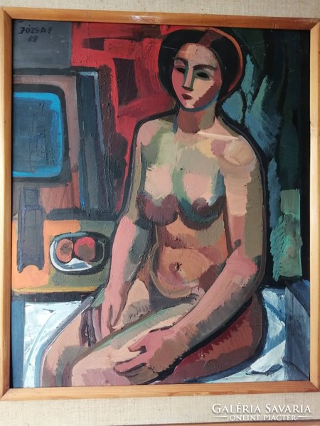 The painter Józsa János sitting nude