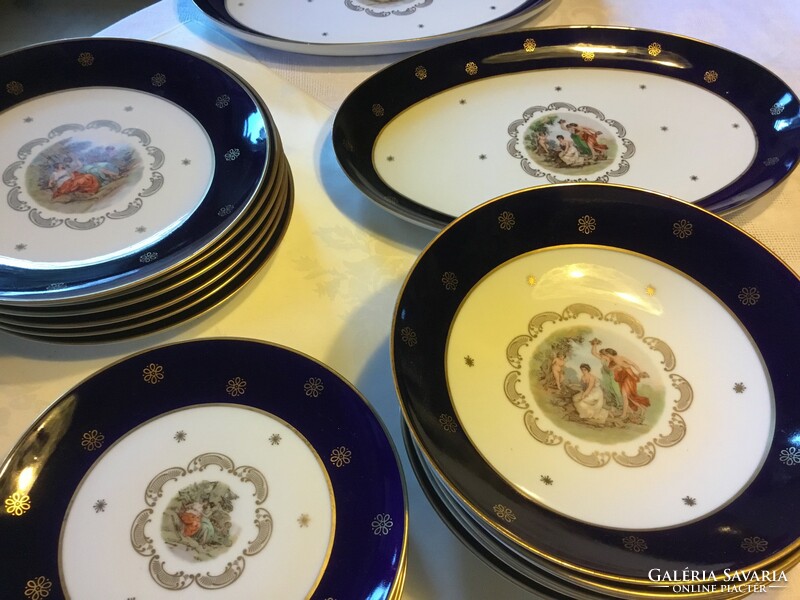 Ilmenau, cobalt cutlery, 3x6 plates and 2xoval serving plates, flawless
