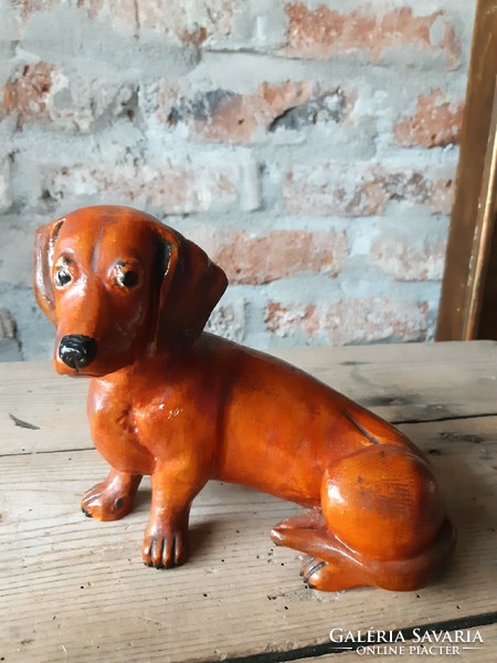 Dachshund statue made of wood