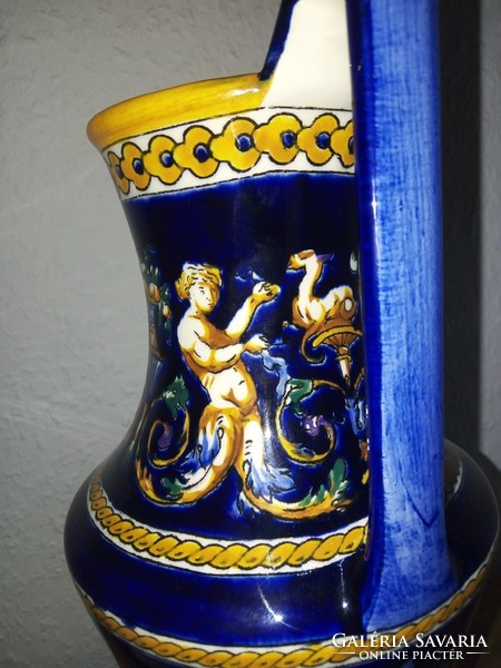 Gien, French Renaissance style vase, plate and ring holder
