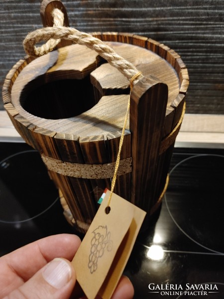 Wooden wine bottle and glass holder