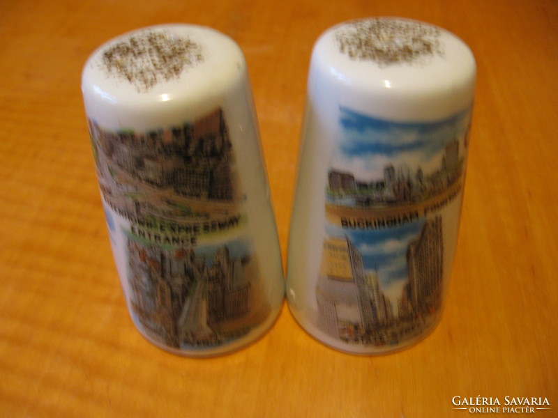Gyűjtői souvenir só és bors szóró Chicago , japán porcelán