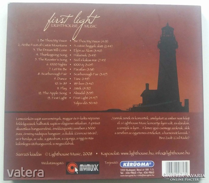 Lighthouse music - first light (author's edition, 2008, digipack, hungary) Hungarian folk/world music