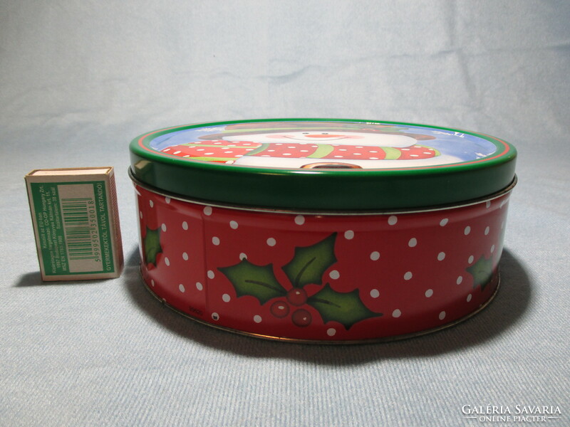 2 db fém süteményes doboz hóember és Mikulás mintával, Karácsony