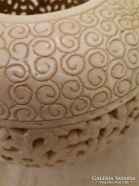 Chinese style openwork ceramic vase / not antique