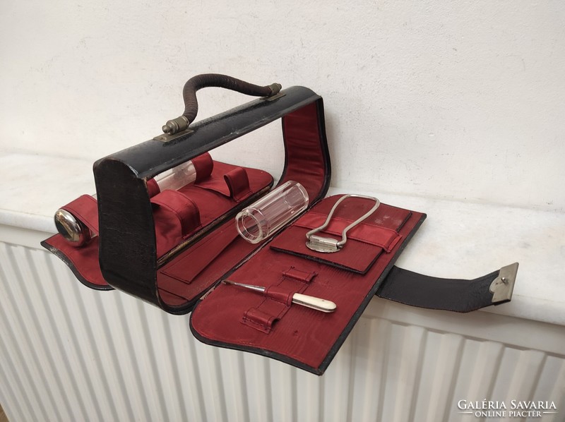 Antique hairdresser bag tool make-up artist travel toilet set 723