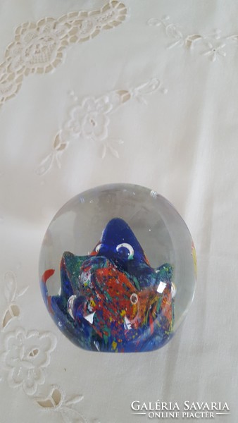 Sea life, glass leaf weight 9 cm.