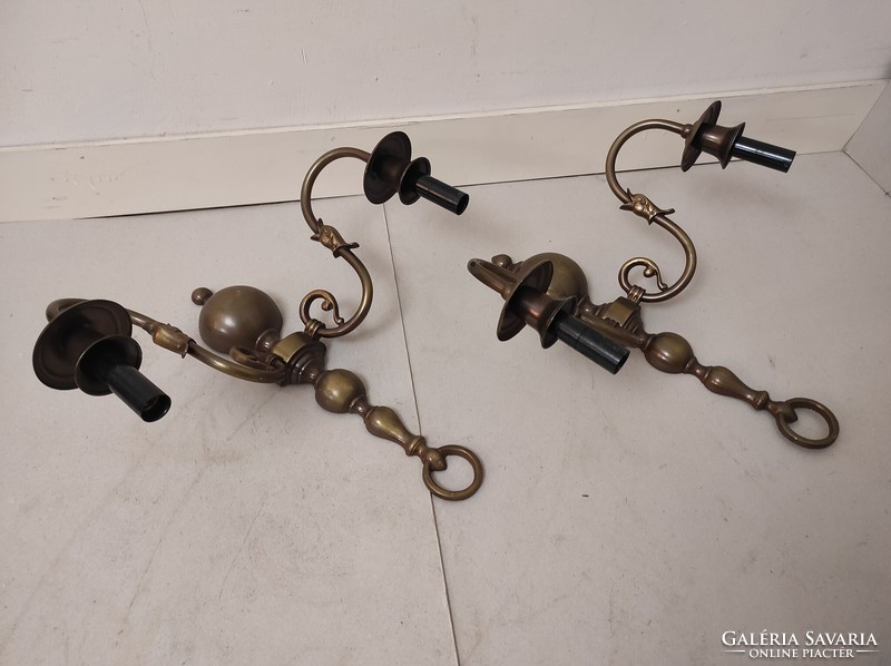 Antique wall arm copper 2 large two-arm Flemish + 4 new decorative candles and 4 new candle bulbs 759