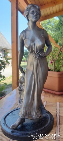 Art Nouveau silver-plated pewter statue 37 cm