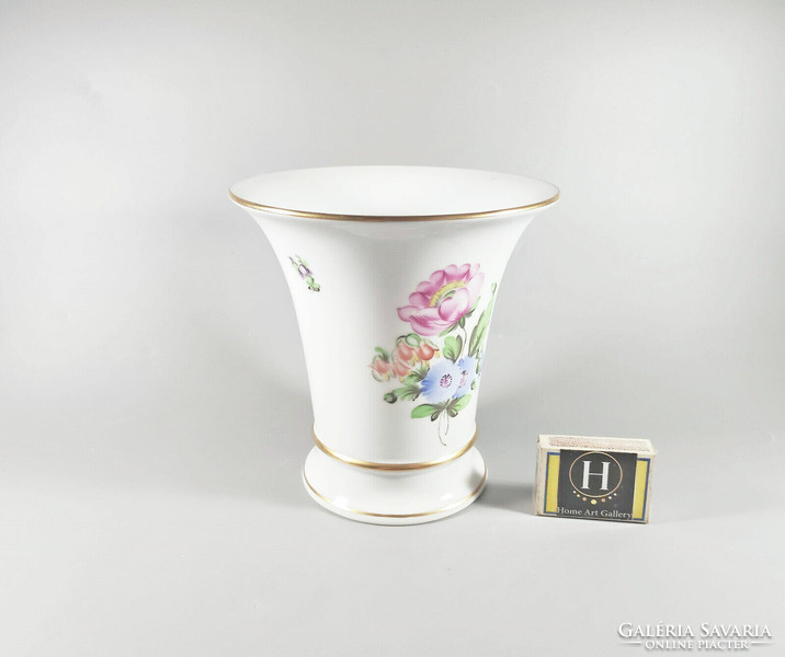 HERENDI, VIRÁGMINTÁS VÁZA, KÉZZEL FESTETT PORCELÁN, HIBÁTLAN (J325)